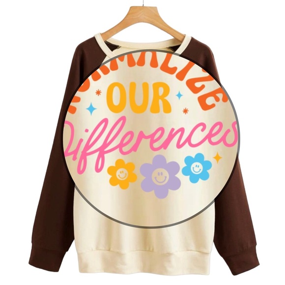 Normalize differences mental health raglan pullover sweatshirt oversized medium - Picture 3 of 10